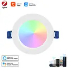 Умный светодиодный светильник Tuya Zigbee 3,0 10 Вт12 Вт, RGB CW светильник, круглый потолочный светильник, Точечный светильник для помещений с Alexa Smartthings