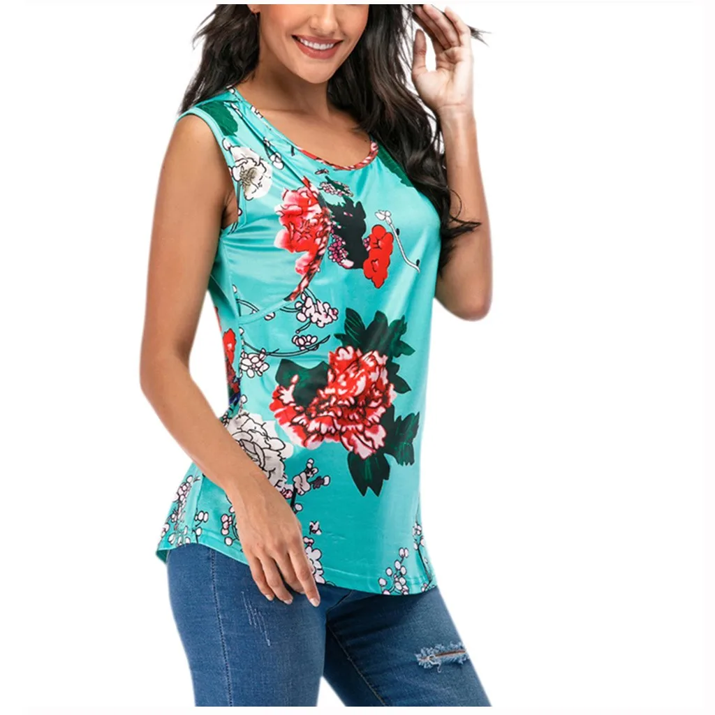 

Women maternity nursing Vest Tops women's Sleeveless Floral Breastfeeding blouse casual t-shirt Tank clothes for pregnant ZM
