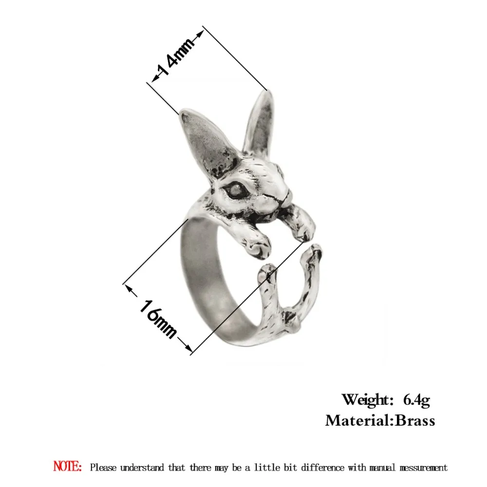 

Adjustable Vintage Rabbit Bunny Rings for Women Chic Handmade Animal Knuckles Open Ring for Girls Charm Gift Hiphop Punk Jewelry