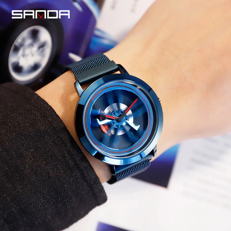 Часы наручные SANDA мужские с линзами роскошные брендовые ультратонкие деловые