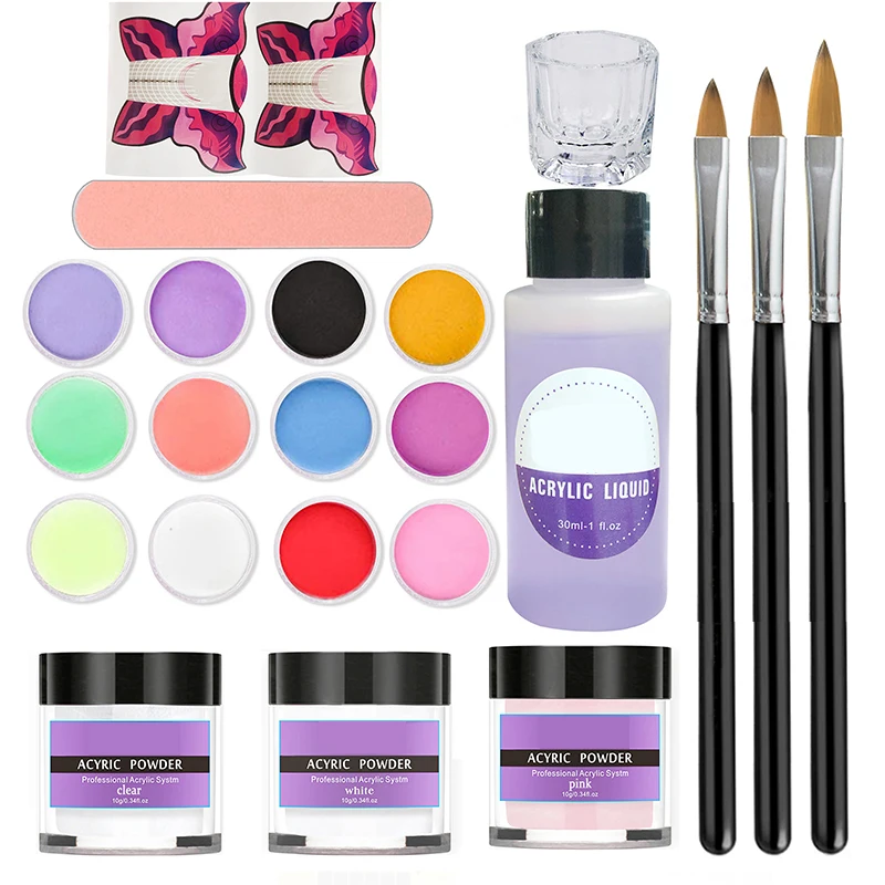 

Nail Tools 12-Color Carving Powder Set Nail Powder No Tail Butterfly Paper Holder Set Extension Crystal Liquid Pen BFC996