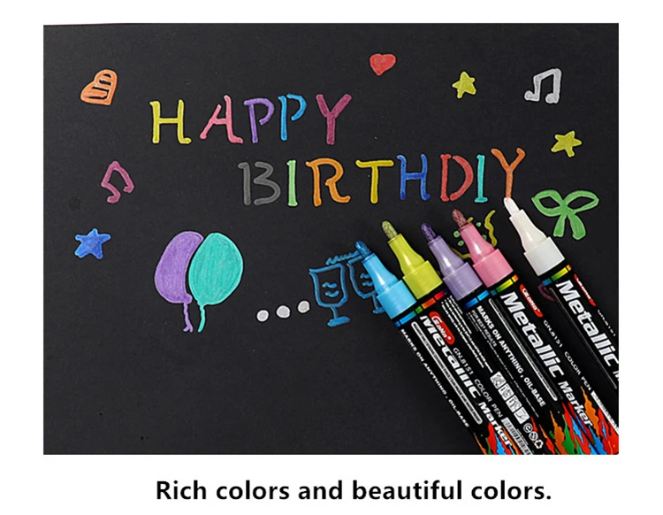 1Pcs Water-based Paint Metal Marker Pens Sharpie 3.0mm Gold Silver Ceramic Rock Glass Porcelain Mug Wood Fabric Canvas Painting