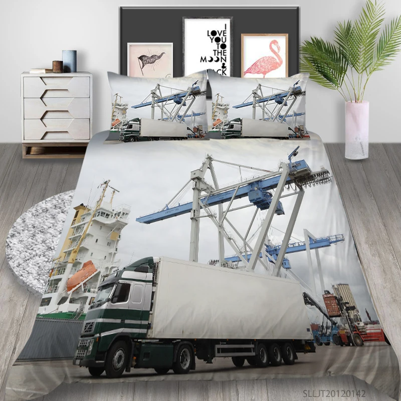 

3D Bedding Set Truck Planes Print Quilt Cover Set Queen Size Cool Fashionable Boys Girls Bed Gift 2/3 Pcs Pillowcase