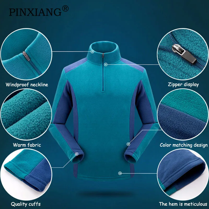 

PINXIANG 2020 New Men's Hoodie Solid Color Zipper Warm Windproof Outdoor Travel Mountaineering Sports Breathable Men's Clothes