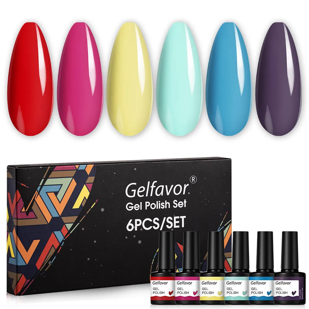 Gelfavor набор гель лаков для ногтей 6 шт. гибридный маникюр Био Гели Soak Off УФ