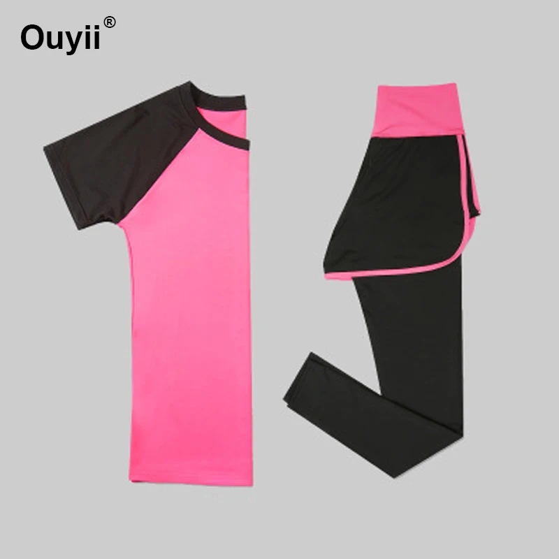 Women Sport Leggings Suit 2 Pieces Set Dance Yoga Practice Long Slevees Tight Stretch Fitness Running Spoerswear | Спорт и