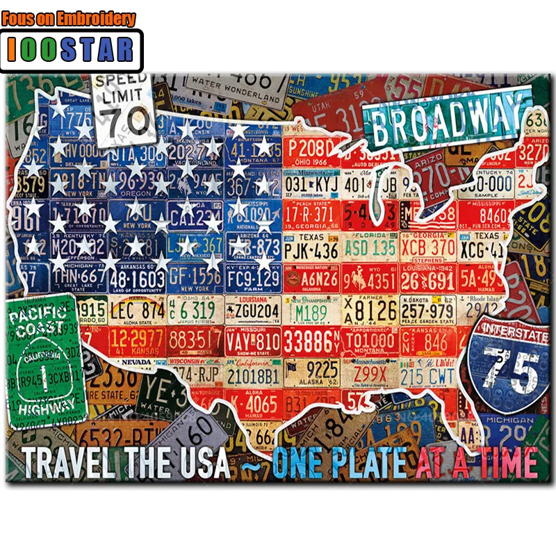 5D DIY алмазная живопись Путешествия США мозаика Вышивка крестом история полный