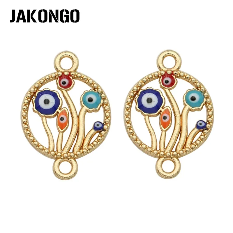12 шт. разъемы золотого цвета с цветком и сглаза для изготовления браслетов