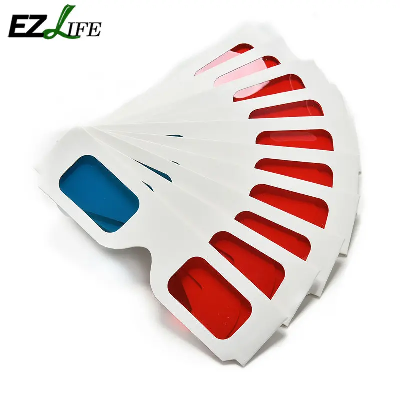 1x Universal Anaglyph Cardboard Paper Red Blue Cyan 3D Glasses For Movie Fast | Спорт и развлечения