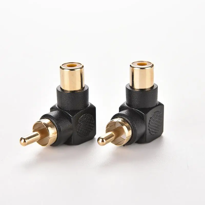 

2 шт., черные разъемы RCA под прямым углом, 90 градусов, M/F RCA