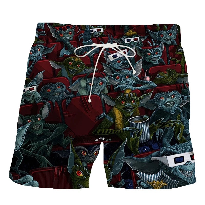 

2021 Novelty 80s Horror Christmas Movie Lcon shorts Men Beach Shorts Gremlins Gizmo Monster Gremlin Summer men's 3D pants