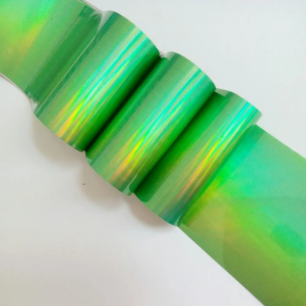 Голографическая темно зеленая фольга для перевод на ногти 100 см эффект Авроры