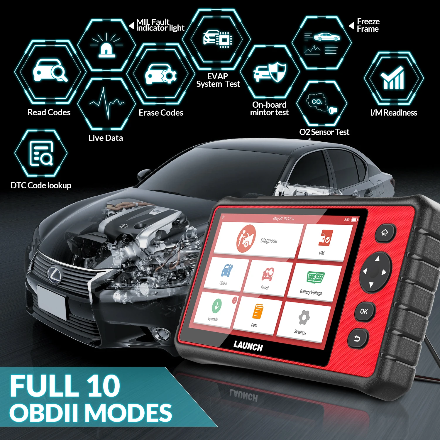 LAUNCH X431 CRP909E OBD2 сканер полная система Airbag SAS TPMS IMMO сброс OBD считыватель кодов