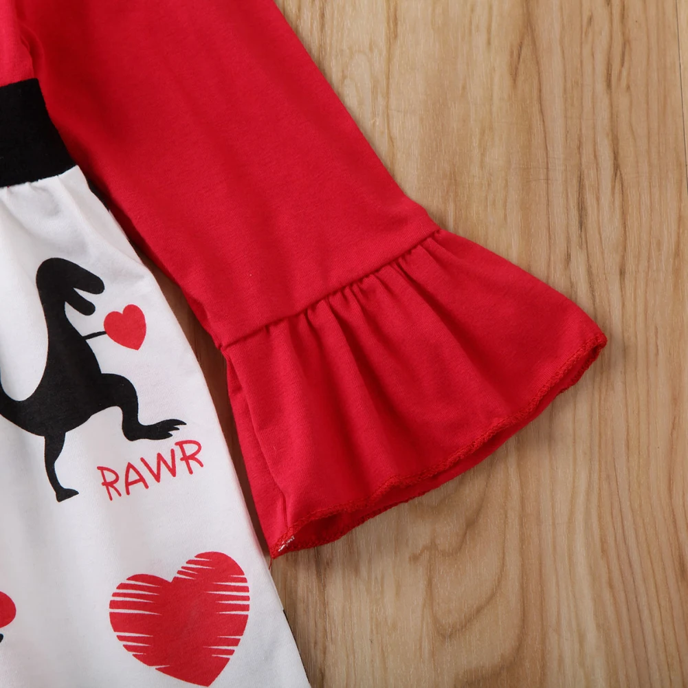 Модное платье-пачка с длинными рукавами и рисунком динозавра на День святого