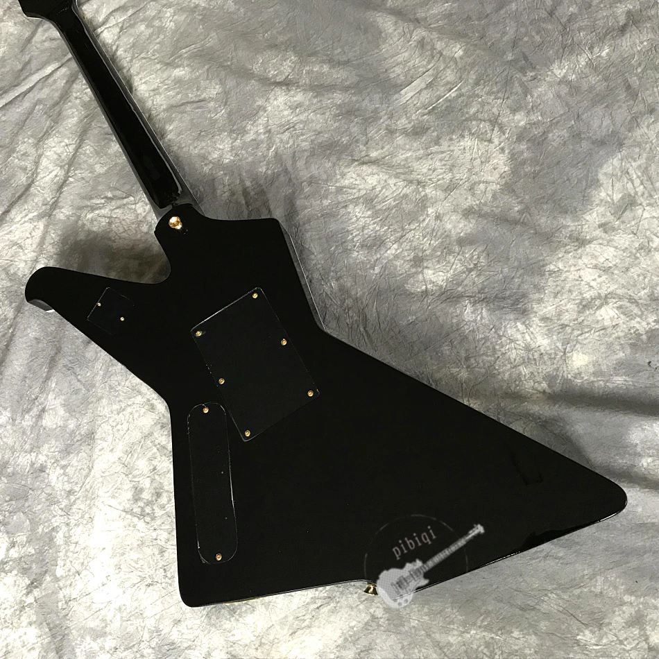 elektrische gitarre hochglanz schwarz destroyer mit dual schütteln vibrato system 2020 heißer verkäufer individuelles logo und farbe