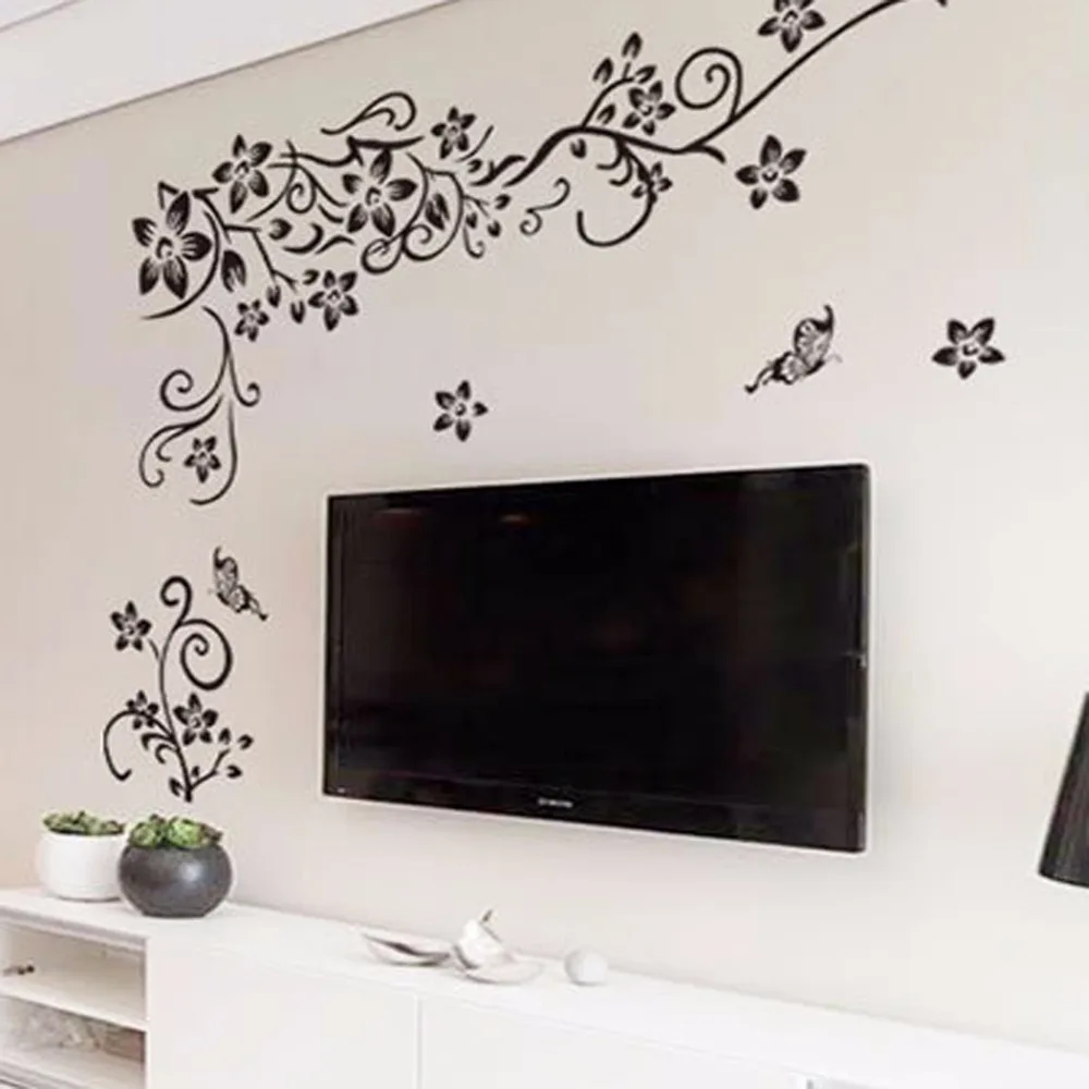 

Hot DIY Wall Art Decal Decoration Fashion Romantic Flower Wall Sticker/ Wall Stickers Home Decor 3D Wallpaper Free Shipping