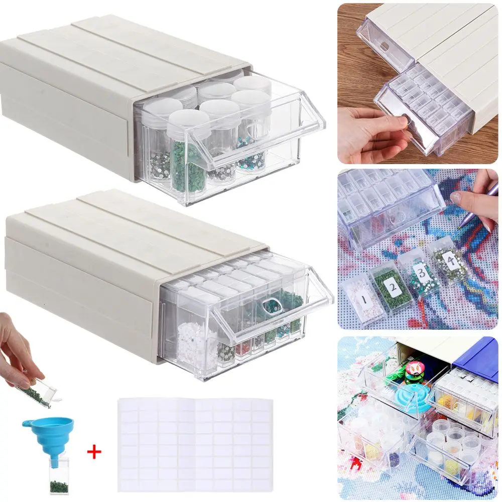 

Контейнер для хранения бисера с отсоединяемыми ящиками, силиконовая ёмкость-воронка для бусин 5D для алмазной живописи, аксессуары «сделай ...
