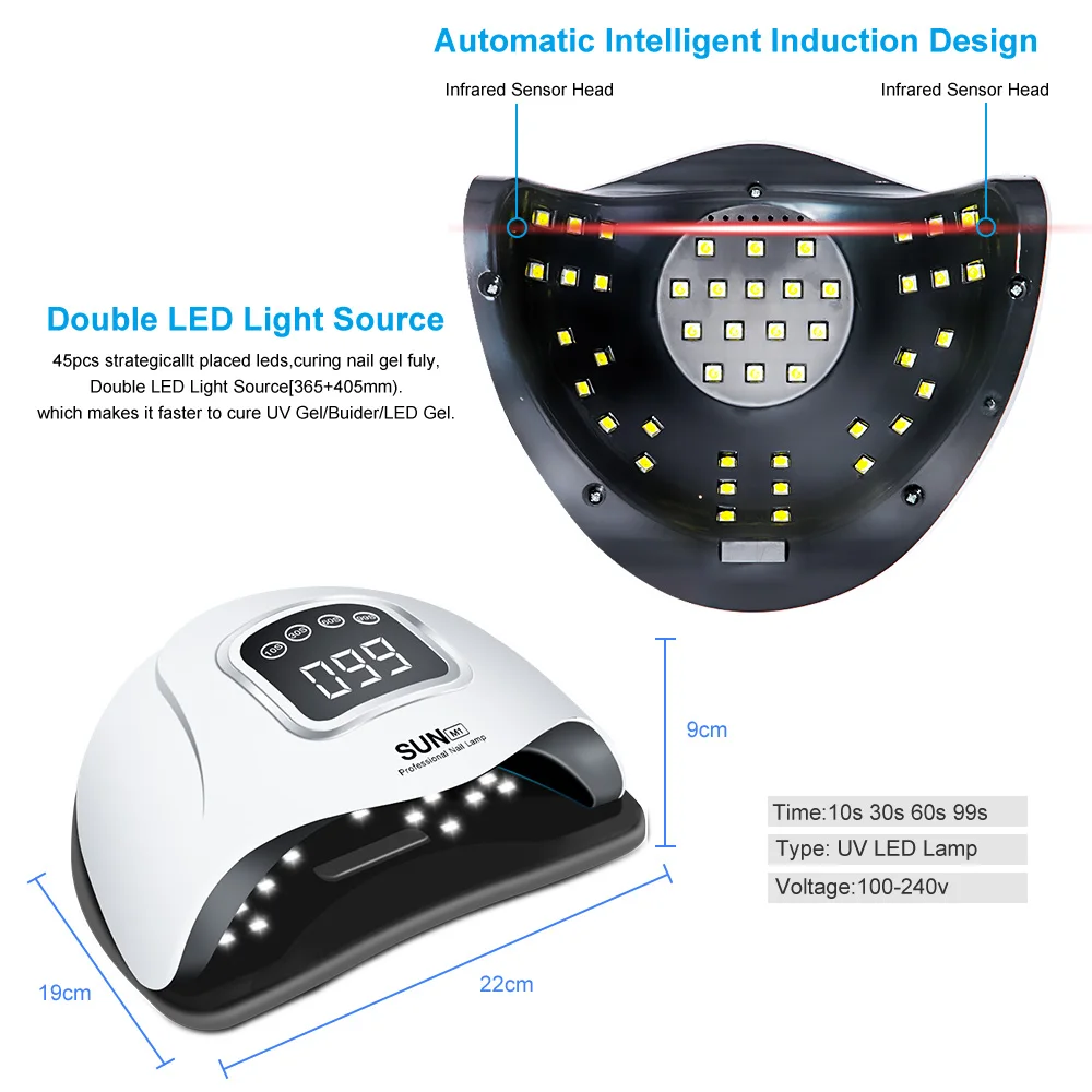 

SUN M1 Auto 120W Nail Lamp Touch Button 36LED UV Lamp Quick Dry Big Space Nail Gel Dryer Lamp Professional Manicure Lamp