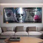 Настенная картина с изображением долларов, креативная Картина на холсте с черепом и долларом, плакат с принтом денег, Современное украшение для гостиной, настенные картины