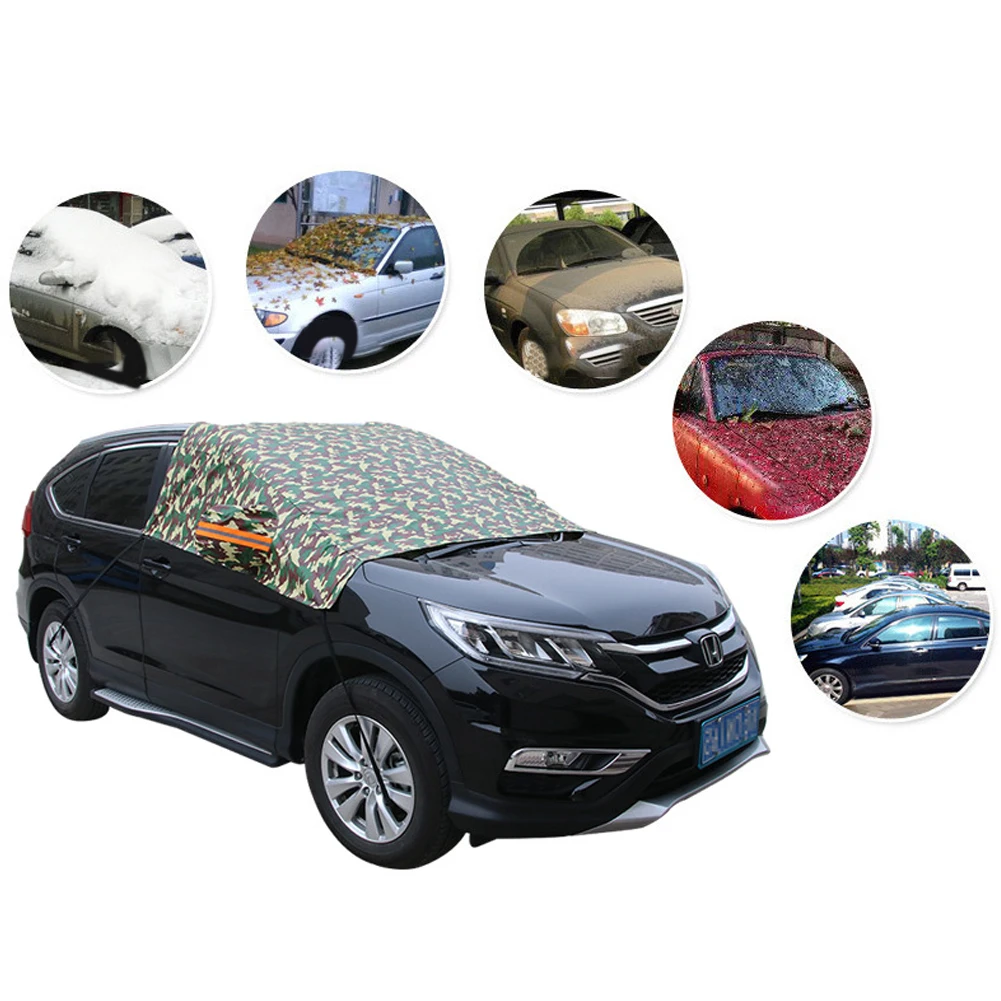

Auto Sunshade Cover Car Windshield Cover Rear Mirror Covers Snow Protection Waterproof Cover with 4 Elastic Straps Multifunction