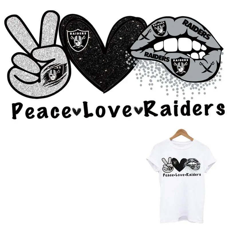 Нашивки Peace Love Raiders на одежду самодельная моющаяся аппликация с переводным утюгом