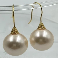 16mm pink round shell pearl earring 14k ear drop flawless aaa gift diy earbob jewelry elegant mesmerizing party