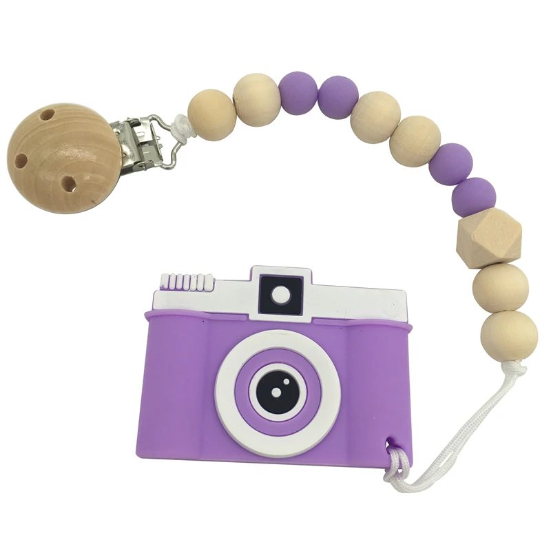 Cadena mordedor de silicona para beb&eacute;, juguetes de dentici&oacute;n sin BPA, accesorios para beb&eacute;, mordedor para reci&eacute;n nacido, chupete infantil, soporte con Clip-0