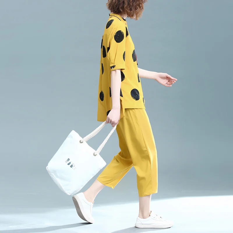 Комплект из двух предметов женский хлопка и льна повседневный брючный костюм до