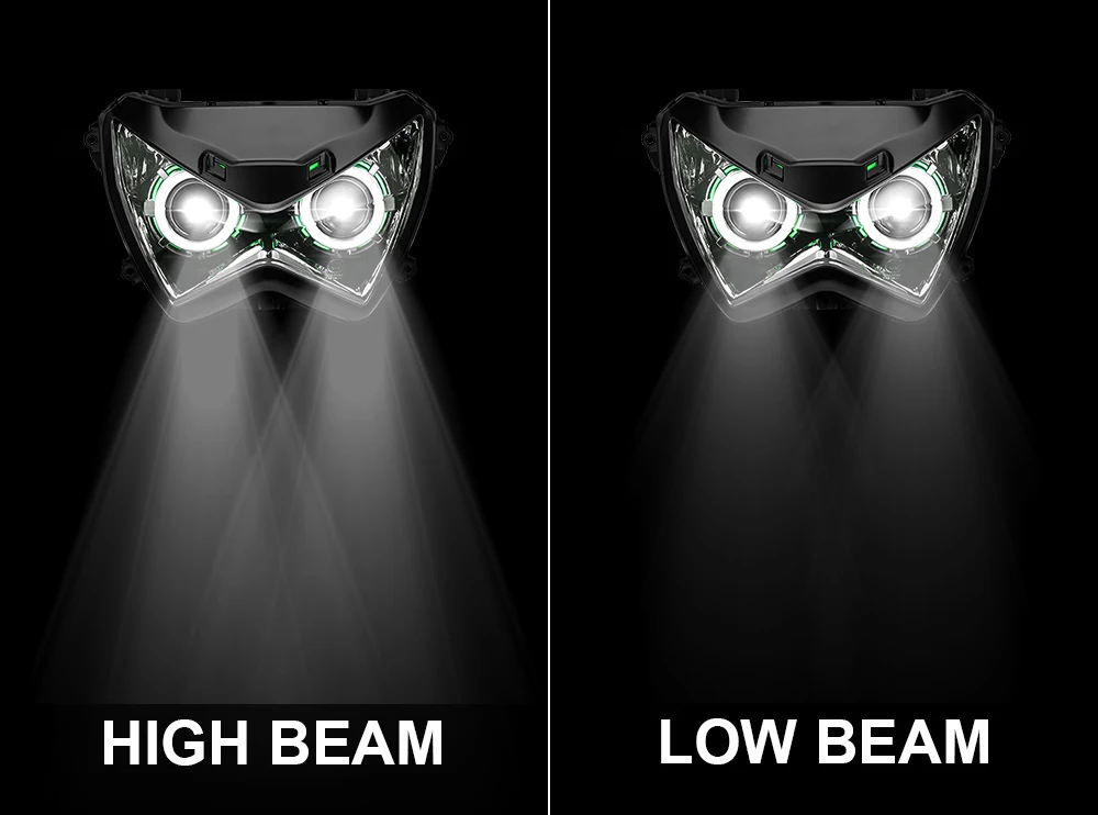KEMiMOTO для kawasaki Z250 Z800 мотоциклетный головной светильник Ангел глаз HID проектор на заказ головной светильник в сборе лампа Z 800 2013