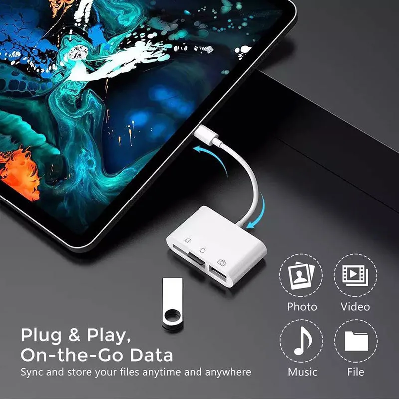 10 шт./лот 3 в 1 адаптер TF SD устройство для чтения карт памяти OTG Устройство iPad Pro Huawei