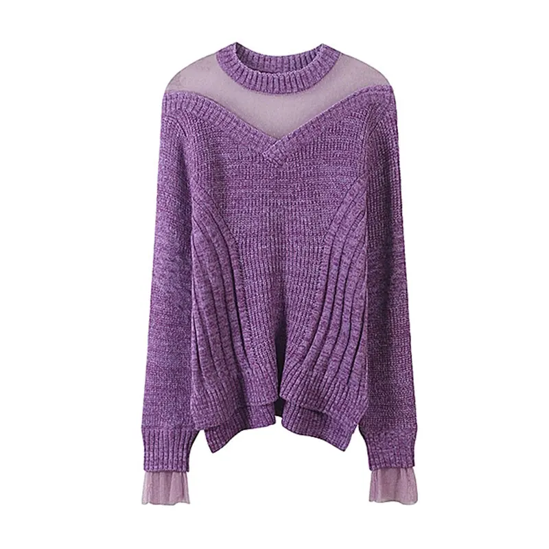 Женский свитер зимняя одежда корейская Осенняя кружевная прозрачная размера