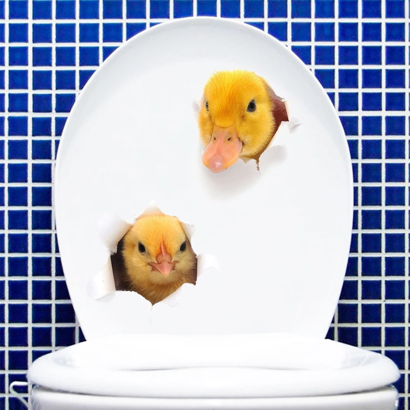 

DIY Little Duck Chick 3D Wall Sticker for Bathroom Cupboard Home Decoration Decals Personality Wallpaper Animals Toilet Stickers