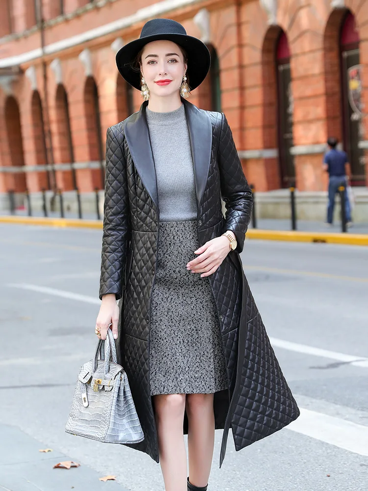 

JCHB 2021 Genuine Leather Jacket Women Korean Sheepskin Coat Female Long 90% White Duck Down Jackets Winter Mujeres Abrigos Pph