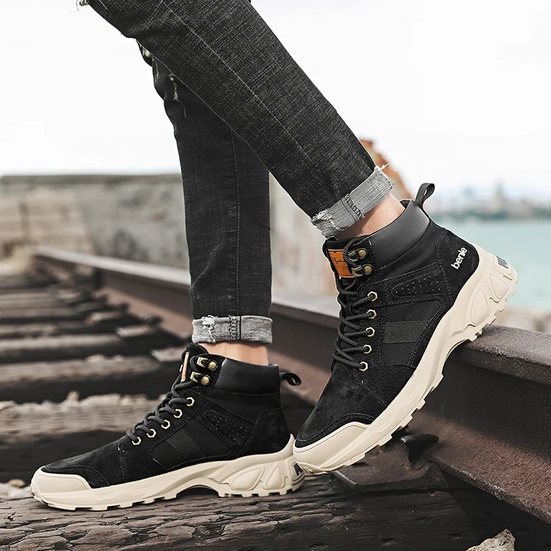 

Spring Autumn Fashion Casual Ankle Boots Men Shoes High Quality Adult Rubber Motorcycle Boots Mens Work Martin Footwear Sneaker