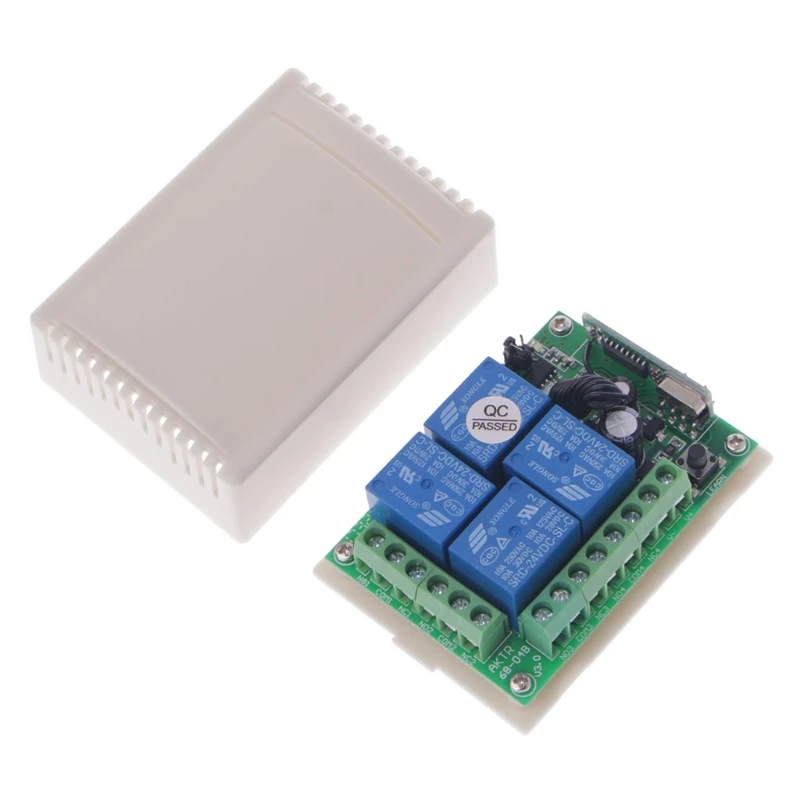 

24V 4CH Relay Wireless RF Remote Control Switch Receiver Module + 2 Transmitter HX6A