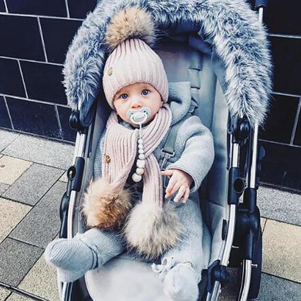 Горячая Распродажа однотонная милая детская зимняя теплая вязаная шапка с