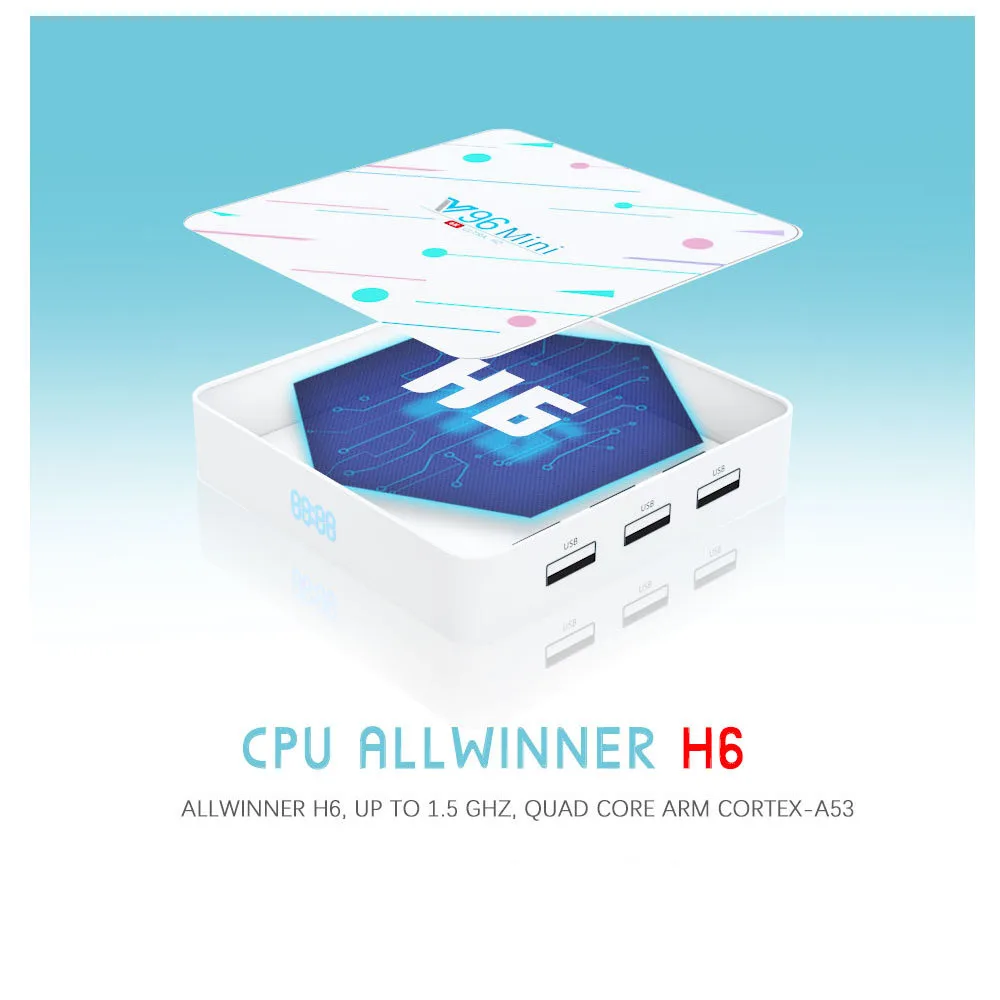 4GB 128GB V96 Mini Android 9.0 TV Box Allwinner H6 Quad Core 6K H.265 Wifi Youtube Set Top 32G/ 64G Media Player | Электроника