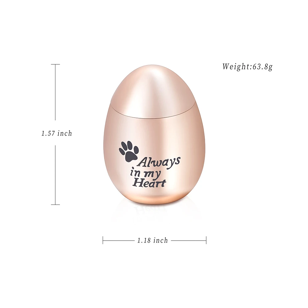 DOG008 форма яйца из нержавеющей стали Маленькая банка кремации Мемориал ожерелье