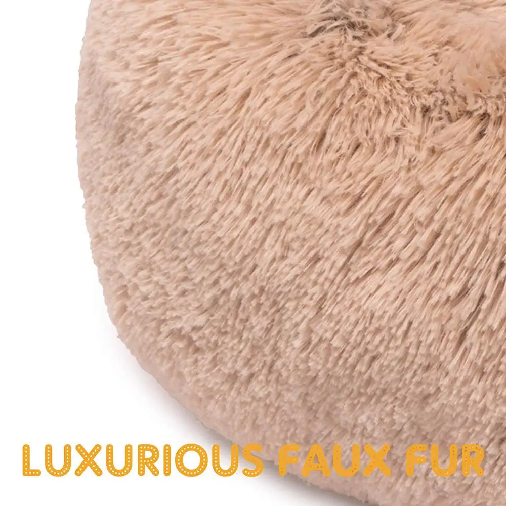 Съемная роскошная кровать для собаки из искусственного меха круглая подушка в