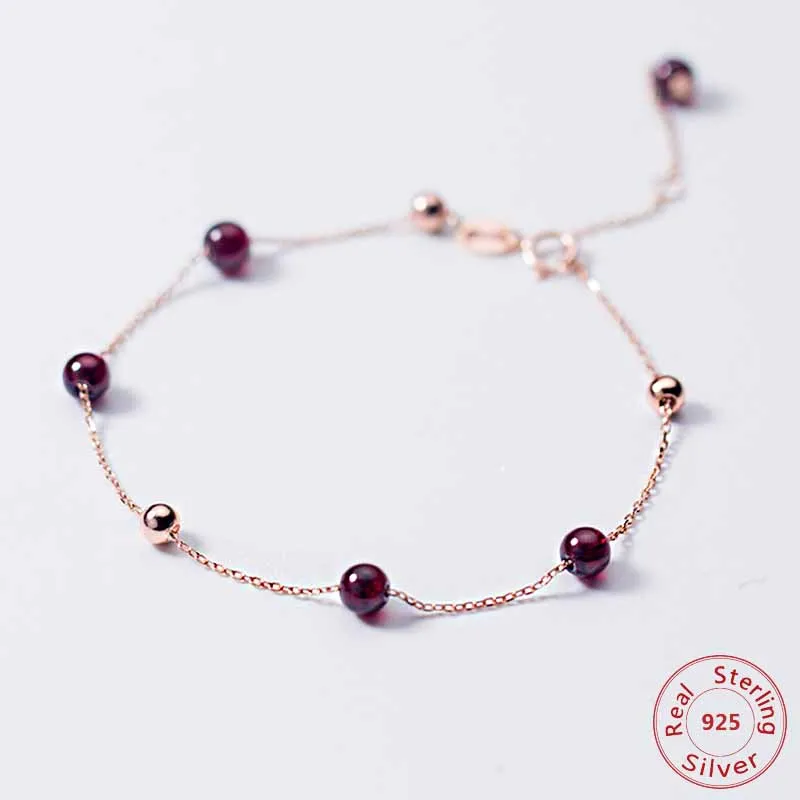 1 шт. 100% реальные Женский браслет с цепочкой и бусинами регулируемое ювелирное