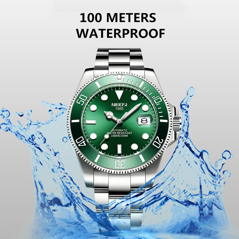 Механические Мужские часы NIBOSI Submariner роскошные брендовые модные мужские под