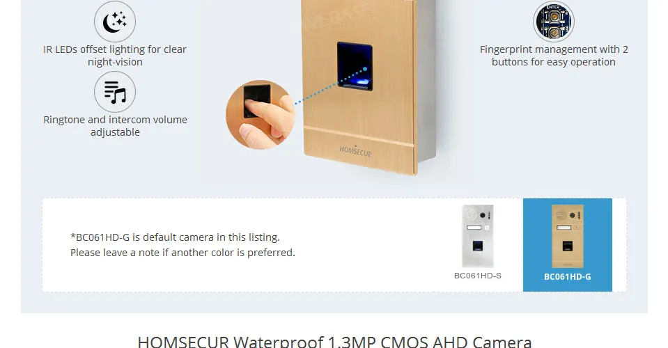 HOMSECUR 4 провода видео входная дверь безопасности домофон с водонепроницаемый CCTV камера BC061HD-G+ BM717HD-S