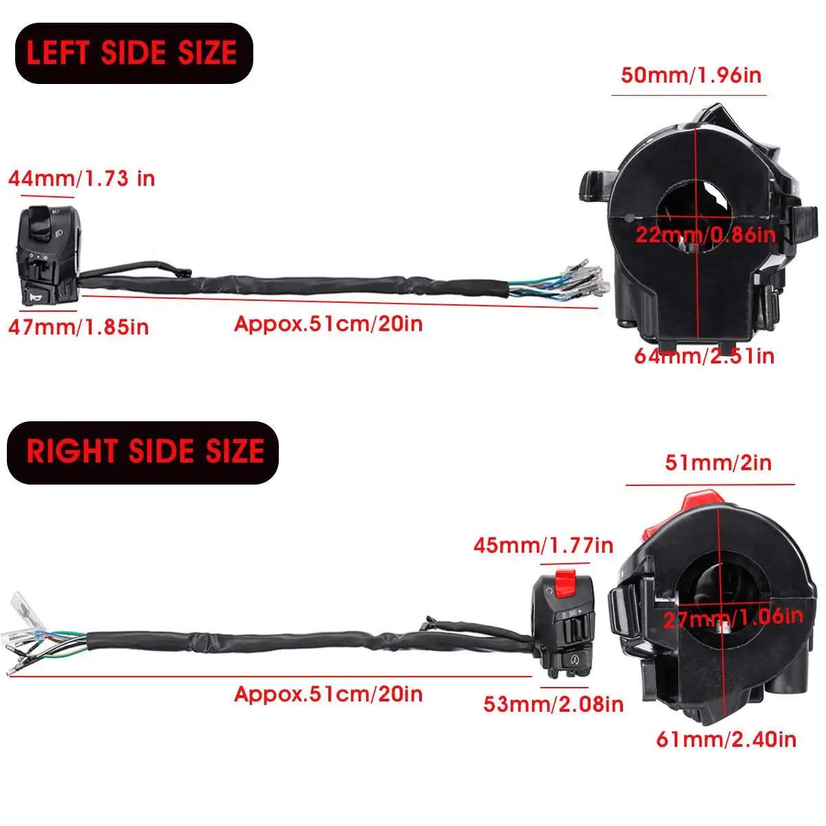 12V Electrical Start Switch Double Throttle Universal 7/8" Motorcycle Handlebar Control Switches Horn Turn Signal Headlight |