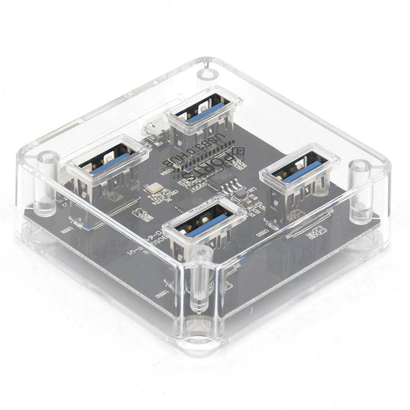 

High-Speed USB3.0 HUB 4-Port Hub USB Transparent 3.0Hub Splitter One for Four Extenders
