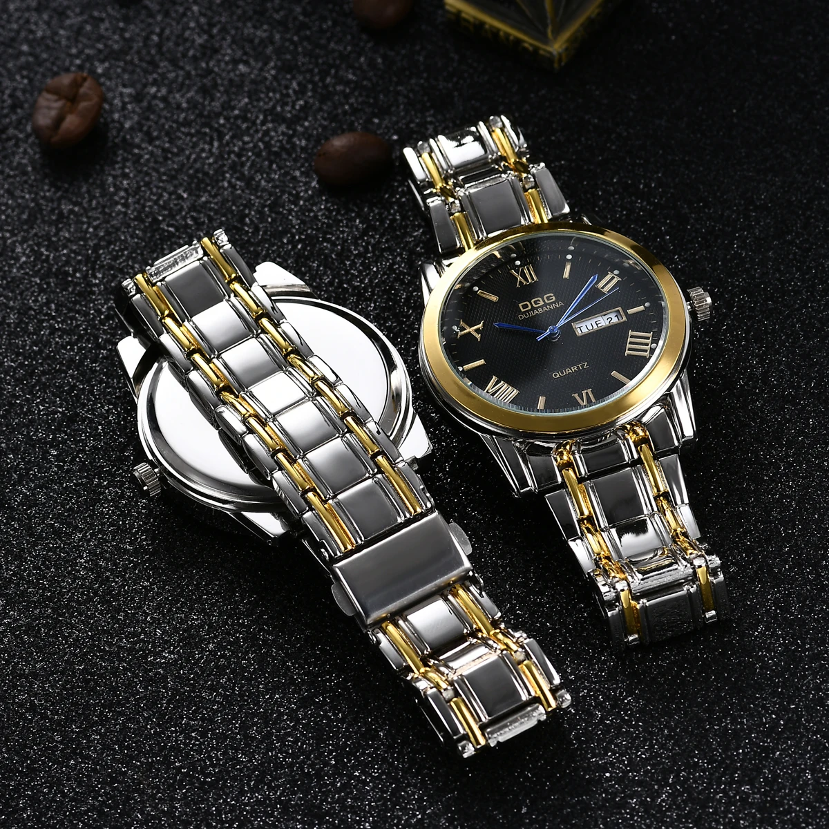 

Montre Homme Luxury High-End Stainless Steel Strap Men's Watch Fashion Business Calendar Week Display Dual Display Quartz Watch