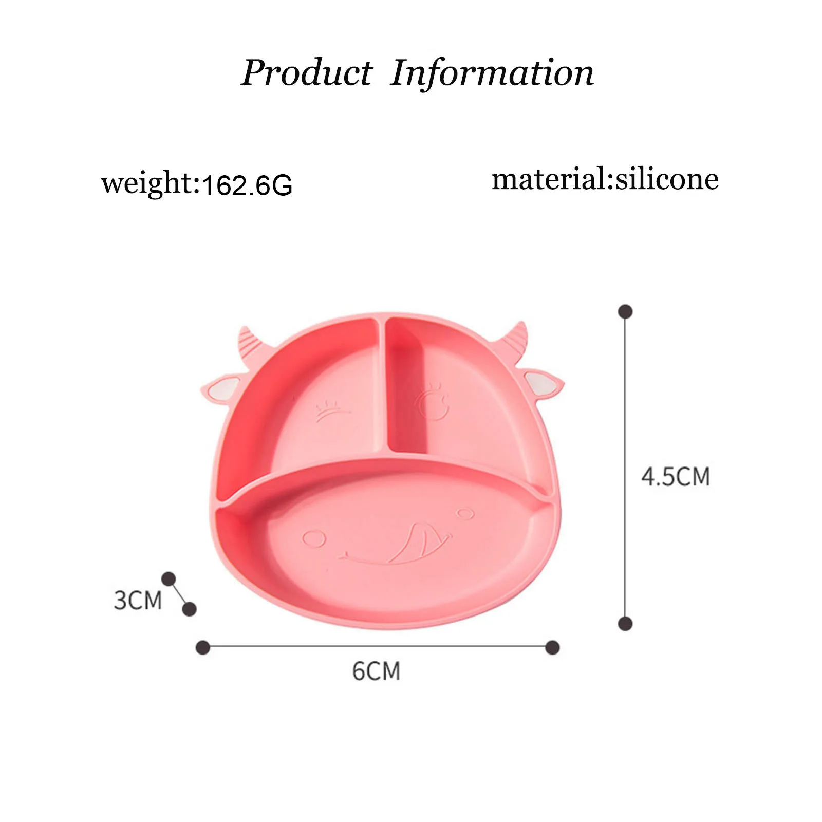 

Baby Silicone Plate Non-slip Suction Feeding Bowl Cartoon Divided Food Dish Waterproof Bib Solid Color Dinner Plate Sucker Bowl