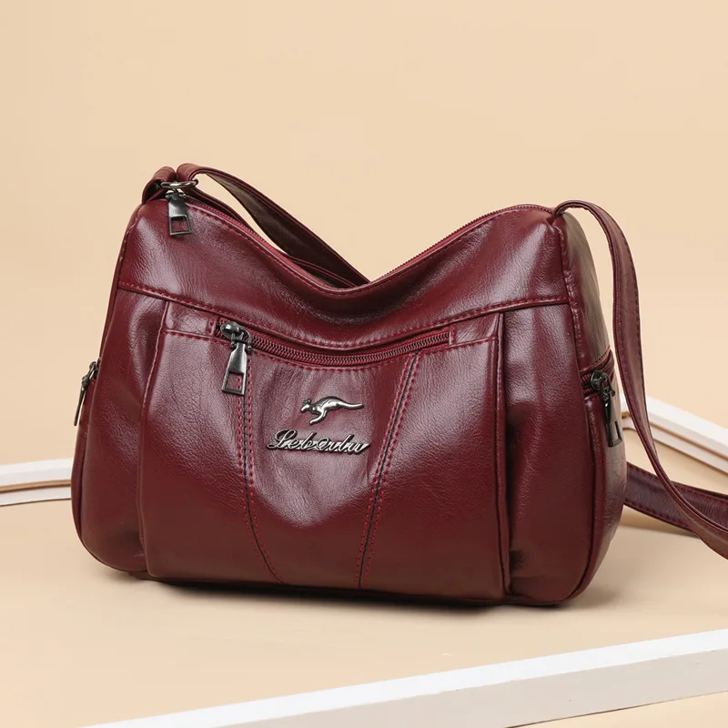 

Female Large Capacity Single Shoulder Bags Women Pure Color Leather Messenger Purse Ladies Fashion Waterproof Package sac femme