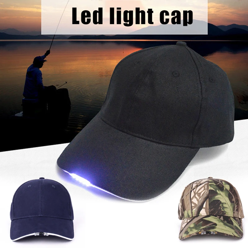 

Unisex Led Baseball Cap Adjustable Baseball Hat Headlight Flashlight For Hunting Fishing Camping Hiking Joggings H9