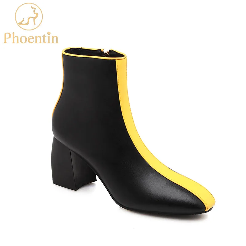 Phoentin/чунковые ботинки цвет желтый смешанные цвета 2019 натуральная кожа женская
