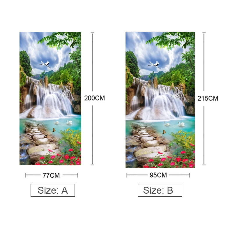 3D красивый горный водопад дверь стикер гостиная спальня самоклеящиеся